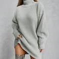 thumbnail image 2 of HNMKIU Knitted Sweater Dress Long Sleeve Mid Length Turtleneck Pullover Tunic Fall Dresses for Women Casual Comfortable 2-Light Gray,XXL, 2 of 5