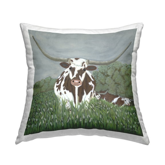 Stupell Industries Spotted Longhorn in Nature Decorative Printed Throw Pillow Design by Ashley Justice.