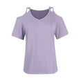 thumbnail image 4 of Womens Shirts Blouse Women's Fashion Casual V-Neck Hollow Out Double Shoulder Strapless T-Shirt Top, 4 of 6