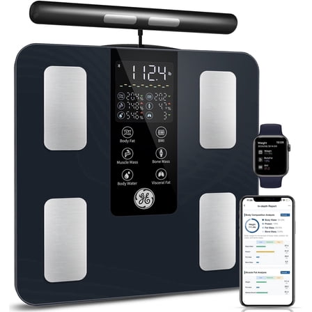 GE Smart Body Fat Scale 8 Electrode - Bluetooth, BMI, Muscle, Water, Digital, Black
