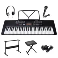 61 Key Electronic Keyboard Piano with Stool Headphones Microphone Stand