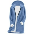 thumbnail image 2 of ZQGJB Long Hoodies for Women Full Zip up Long Sleeve Sherpa Fleece Lined Hooded Jacket Fall Winter Lightweight Casual Drawstring Tunic Sweatshirts with Pockets Blue XL, 2 of 11