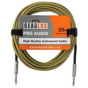 Gearlux Instrument Cable/Professional Guitar Cable 1/4 Inch to 1/4 Inch, Tweed, 25 Foot 1 Pack Tweed / 25ft / Straight-Straight 1