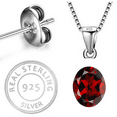 thumbnail image 5 of Femme Jam 925 Sterling Silver Oval Garnet Pendant Necklace for Women., 5 of 9