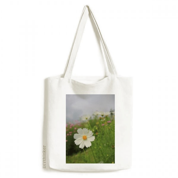 Pure White Cosmos Tote Canvas Bag Shopping Satchel Casual Handbag