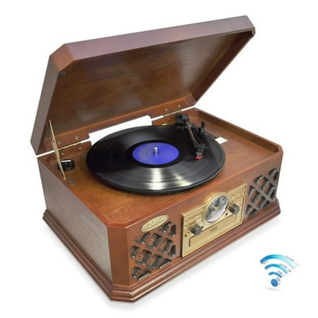 BT Vintage Classic-Style Turntable Record Player with CD & Cassette Players, AM/FM Radio & Built-in Speakers