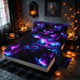 thumbnail image 2 of Homewish Halloween Sugar Skull Queen Sheets, Gradient Flame Print Queen Sheet Sets, Dark Purple Bright Blue, 4pcs (1 Flat Sheet, 1 Fitted Sheet and 2 Pillowcases), 2 of 4