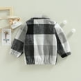 thumbnail image 4 of KOMOO Toddler Baby Flannel Jacket Long Sleeve Lapel Corduroy Jacket Button Elastic Hem Plaid Shacket Jacket, 4 of 9