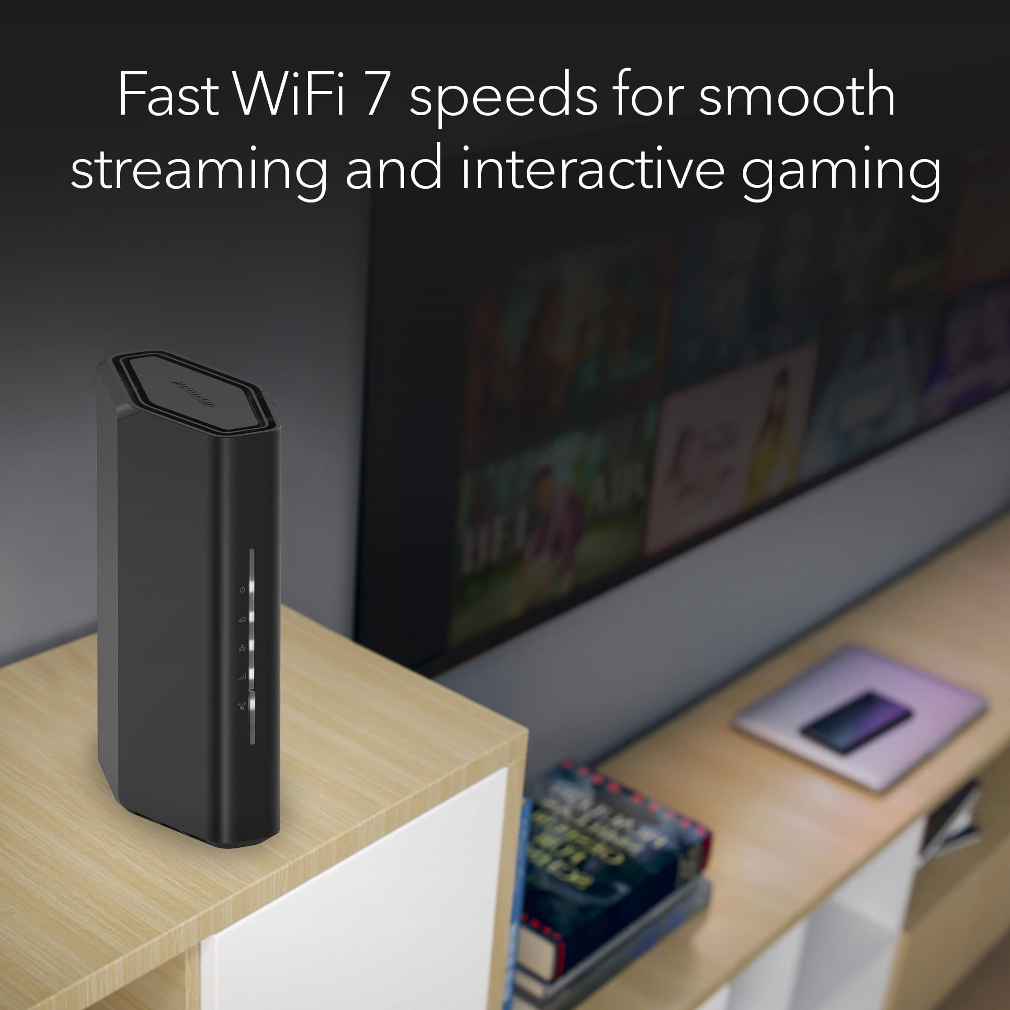 NETGEAR Nighthawk Dual-Band WiFi 7 Router (RS90) – Security Features, BE3600 Wireless Speed (up to 3.6 Gbps) – Covers up to 2,000 sq. ft.,  50 Devices - 2.5 Gig Internet Port