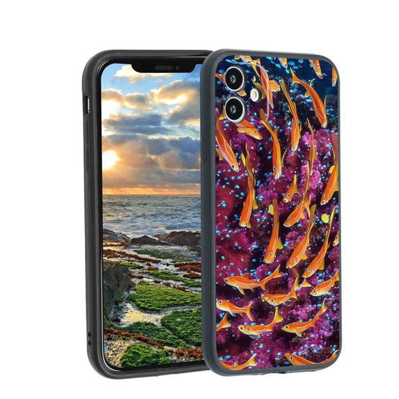 Compatible with iPhone 12 Phone Case, Fishes jpg Case Men Women, Flexible Silicone Shockproof Case for iPhone 12