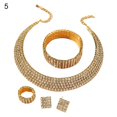 thumbnail image 2 of Jiaroswwei 4Pcs/Set Extension Chain Necklace Earrings Bracelet Ring Adjustable Multi Rows Full Rhinestone Women Choker Necklace Set Jewelry Accessory, 2 of 8