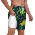 thumbnail image 2 of Kdxio Dinosaurs Print Men'S Swim Trunks With Compression Liner 7 Inch Inseam Quick Dry Swim Shorts, 2 of 7