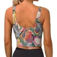thumbnail image 3 of Haiem Tropical Fruit Pattern Womens Sports Bra - U Neck Padded Low Impact Yoga Bra Workout Crop Top Gym Moisture-Wicking Workout Vest -X-Large, 3 of 9