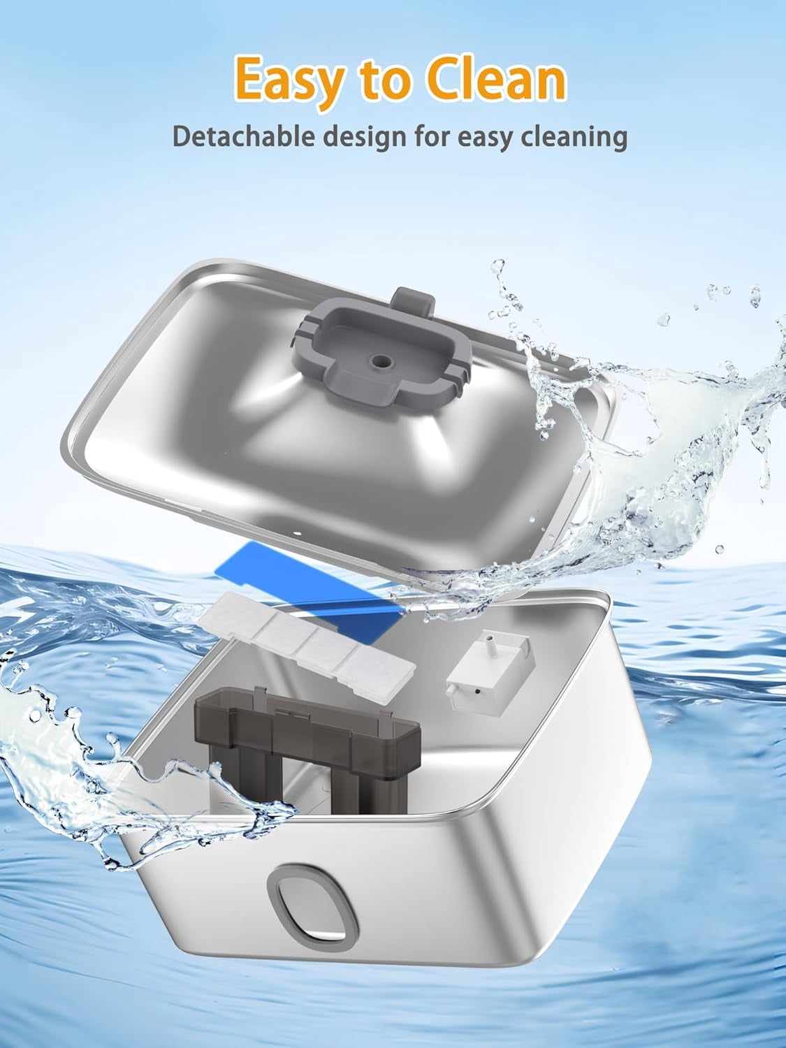 4Gal/15L Large Dog Water Fountain, Stainless Steel Pet Fountain with Water Window & LED Light, Ultra Quiet Automatic Dog Water Bowl Dispenser for Large Dogs & Multi-pet, Easy to Clean FS76