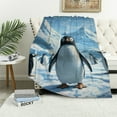 thumbnail image 4 of FCXZI Warm Cozy Decorative Flannel Blanket Penguins Snow Mountains 60*80in, 4 of 7