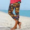 thumbnail image 2 of BiZtdJrK Cropped Leggings for Women 2025 Halloween Costumes Casual Milk Silk High Waisted Yoga Capri Pants Trendy Graphic Print Tummy Control Legging Capris Sales of The Day Clearance, 2 of 5