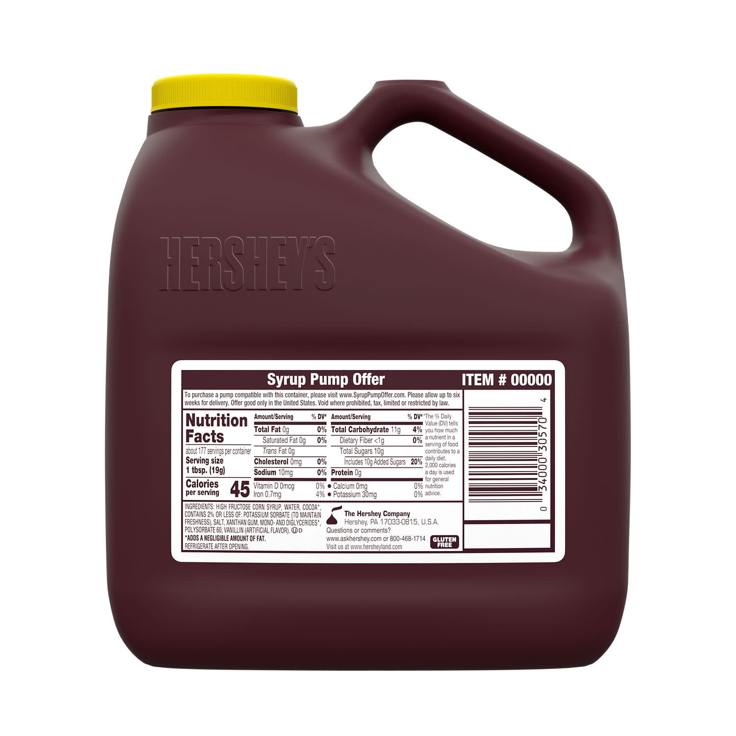 Hershey's Chocolate Flavored Syrup, Bulk Jug 7 lb 8 oz