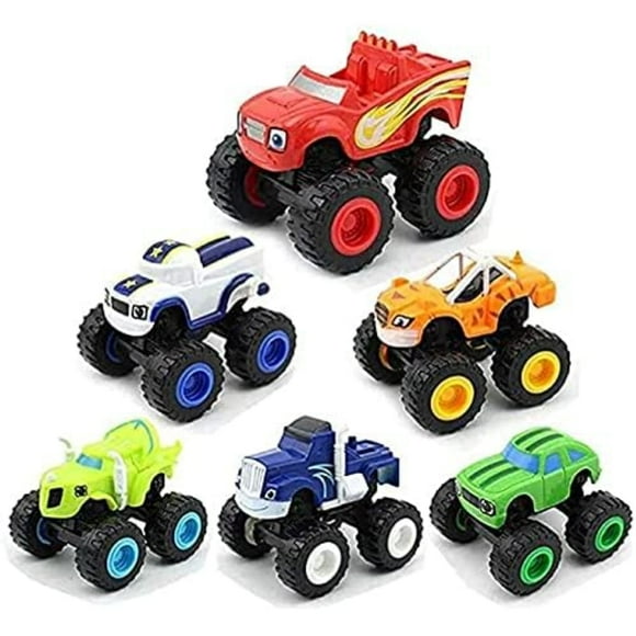 YOPTOP Flame Toy Cars, 6 Pack Kids Toy Car and Monster Machines Super Stunts Blaze Kids Truck Car Coll Gift For Child At Birthday Christmas Boys girls Toys