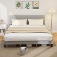 thumbnail image 2 of HOMCOM King Bed Frame with Upholstered Headboard Platform Bed Frame Grey, 2 of 10