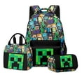 thumbnail image 1 of Mochila de Minecraft para estudiantes con estuche de doble capa y lonchera, 24 estilos, material escolar impermeable., 1 of 5