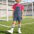 thumbnail image 3 of Auroural Toddler Boys Clothes 4T-5T Toddler Boys 4T-5T Clothes Toddler Kids Boys Girls Fashion Cute Solid Color Denim Overalls Jumpsuit Shorts Short Sleeve Top Socks Set, 3 of 9