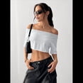 thumbnail image 4 of Camisetas Holgadas de Corta con Hombros Descubiertos para Mujer Y2K S, 4 of 8