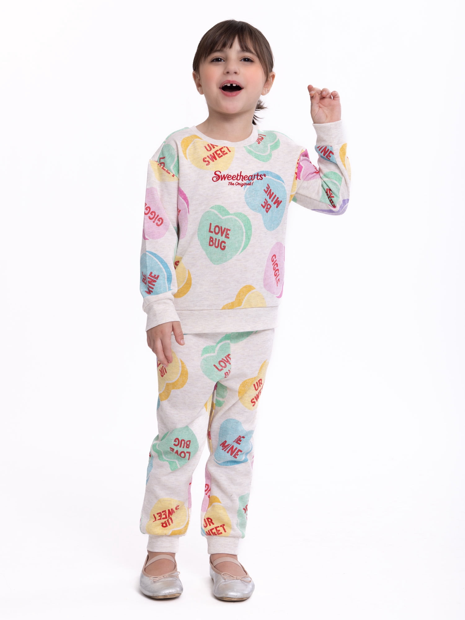 Toddler Sweethearts Valentine’s Day Sweethearts Crewneck Sweatshirt and Joggers Set, 2-Piece, Sizes 12M-5T