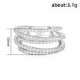 thumbnail image 2 of K-KED Elegant 925 Silver Lines Rings Round Cut Cubic Zirconia Delicate Jewelry Size 6-10-10, 2 of 6