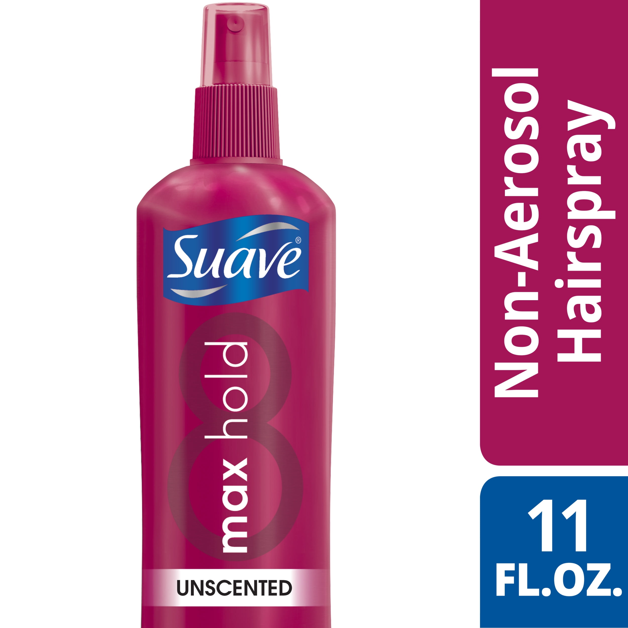 (4 pack) Suave Max Hold Hairspray, Non Aerosol, Long Lasting Hold & Control, Unscented, 11 oz