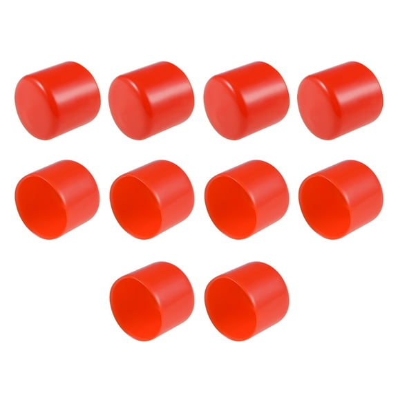 10pcs Rubber End Caps, 1-1/4 inch ID 32mm Length Round End Cap Cover Flexible Screw Thread Protectors Red