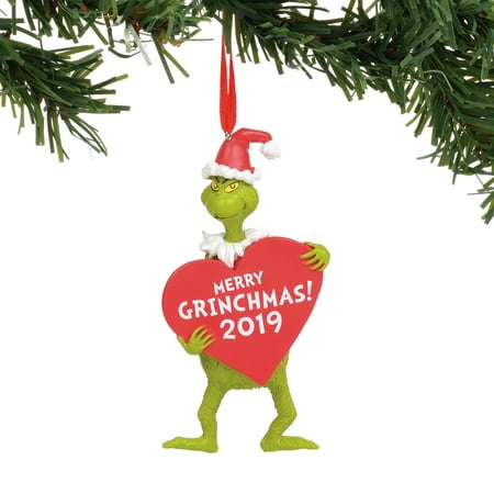 Dr. Seuss Grinch with Heart 2019 Merry Christmas Ornament New with