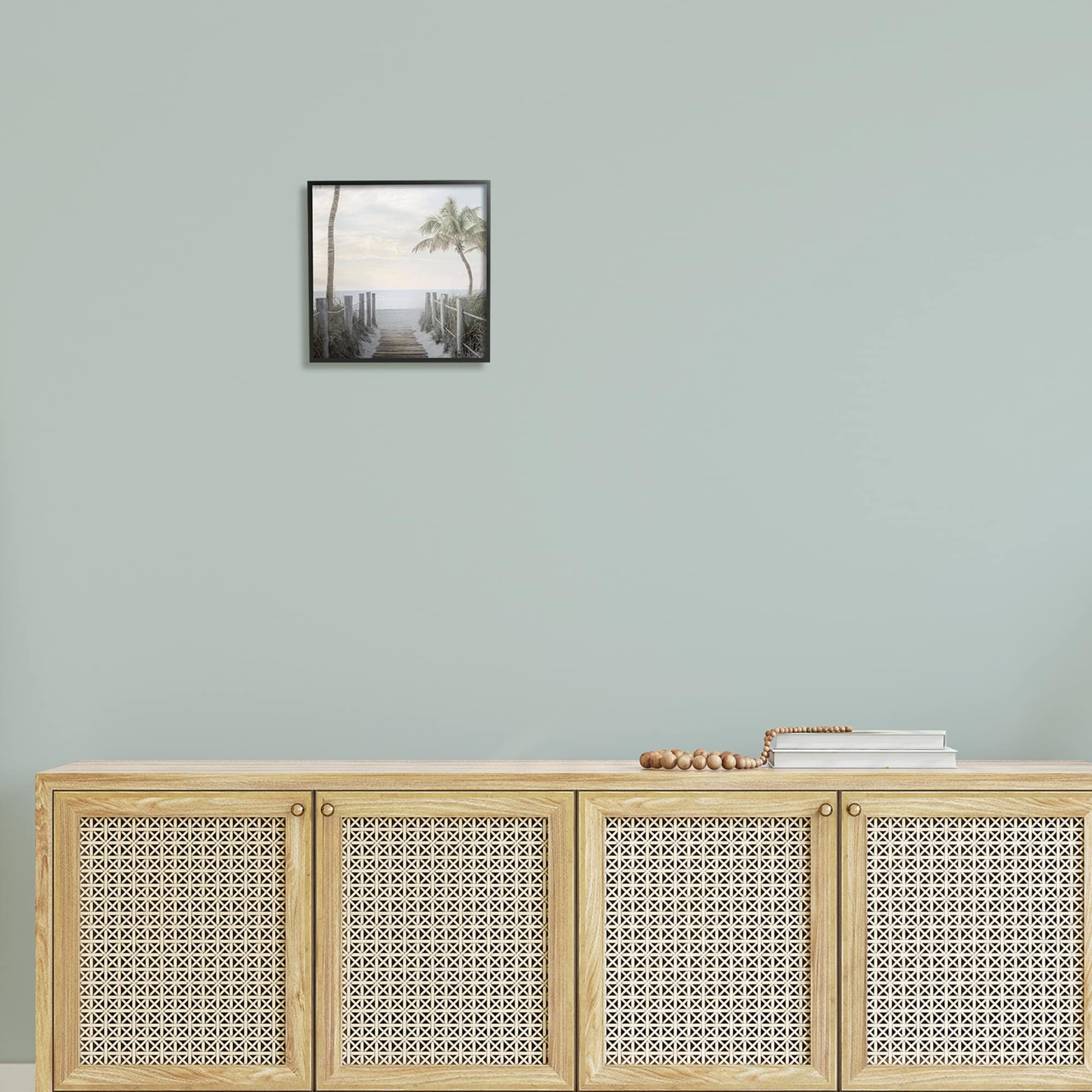 Stupell Industries Tropical Palm Tree Boardwalk Summer Beach Landscape , 12 x 12, Design by Mike Calascibetta