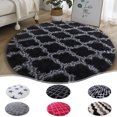 thumbnail image 1 of Ganfancp Dormitorio a Rayas Redonda de Seda de Lana Alfombra a Prueba de Tontos Sala de Estar Sofá Piso Estera Casa Colgante Cesta de Pelo Largo Estera 40Cm Artículos En Liquidación 1X Alfombra, 1 of 4