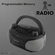 Memorex MX-BCCD50(K) AM/FM Top Loading CD and Cassette Player Blue | Portable Stereo with Programmable Memory, Auto-Stop Cassette Deck | Auxiliary Input, and Red LED Display (Black)