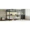 thumbnail image 5 of FULL Over Twin Bunk Bed with Desk & Shelves, Black, Multi-placement & USB, Sturdy Metal, 5 of 21