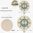 thumbnail image 3 of 2-Pack Vintage Marine Ship's Wheel and Anchor Round Cotton Woven Pot Holders Trivets Set, 7 inch and 9 inch Diameter,Heat Resistant Pad Mat for Kitchen Decor Cooking Supplies, 3 of 5