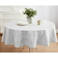 thumbnail image 2 of Silvery White Moire Wavy Solid 70 inch Round Vinyl Dining Tablecloth with Flannel Backing, 2 of 5