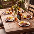 thumbnail image 5 of LOKHOM 13" Round Placemats Set of 6, Faux Leather Waterproof Heat Resistant Placemats, Reversible Solid Table Mats for Kitchen Dining Room, Brown, 5 of 9