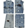 thumbnail image 3 of Womens Oversized Distressed Sleeveless Denim Vest Pockets Jean Jacket, 3 of 7