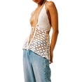 thumbnail image 4 of VISgogo - Camiseta sin mangas de punto para mujer, color sólido, sin mangas, con parte delantera abierta, ahuecada VISgogo moda, 4 of 6