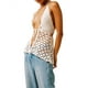 thumbnail image 4 of VISgogo - Camiseta sin mangas de punto para mujer, color sólido, sin mangas, con parte delantera abierta, ahuecada VISgogo moda, 4 of 6