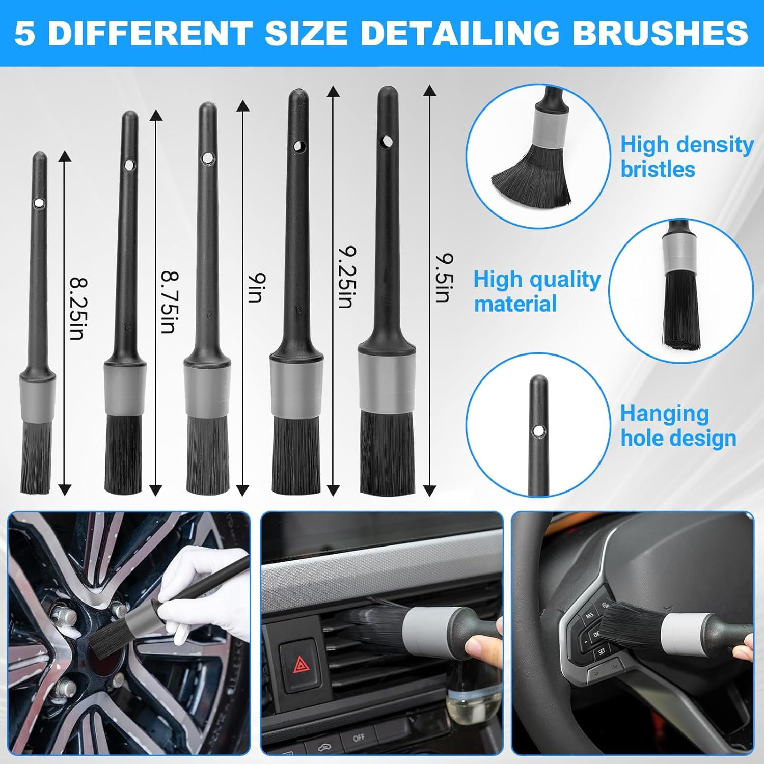 23PCS Car Detailing Kit, Car Cleaning Drill Brush Set with Extension Rod, Auto Detailing Supplies for Interior, Exterior, Wheels, Tires, Dashboard and Seats