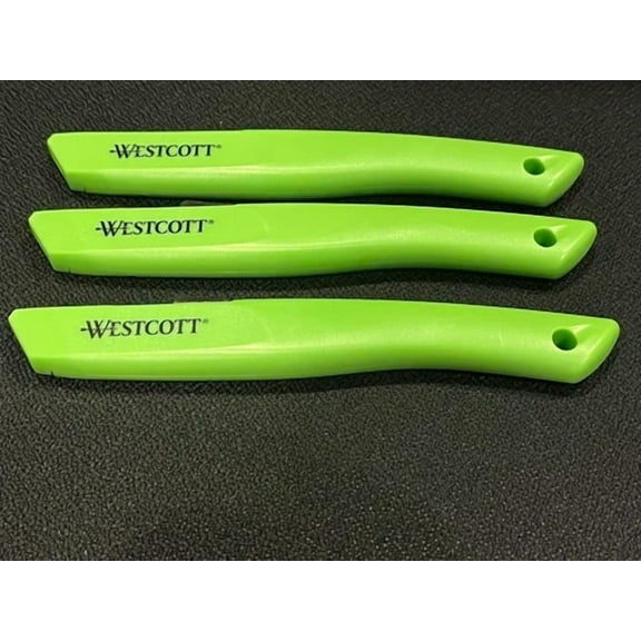 **3-Pack** Westcott Safety Ceramic Blade Box Cutter, 6.15", Green