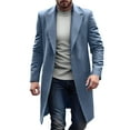 thumbnail image 6 of Ahabrexf Trench Coat Men, Long Everyday Lapel Plaid Wool Blend Coat with Pockets for Windproof Winter Wear, 6 of 7