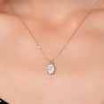 thumbnail image 3 of Gem Stone King 1.50 Ct Oval White Zirconia 18K Rose Gold Plated Silver Pendant with Chain, 3 of 6