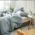thumbnail image 2 of Pavish Export Duvet Cover Set 100% Washed Cotton Linen Feel Comfortable Lightweight 3 Pcs Sky Blue Over Size 120X120'', 2 of 4