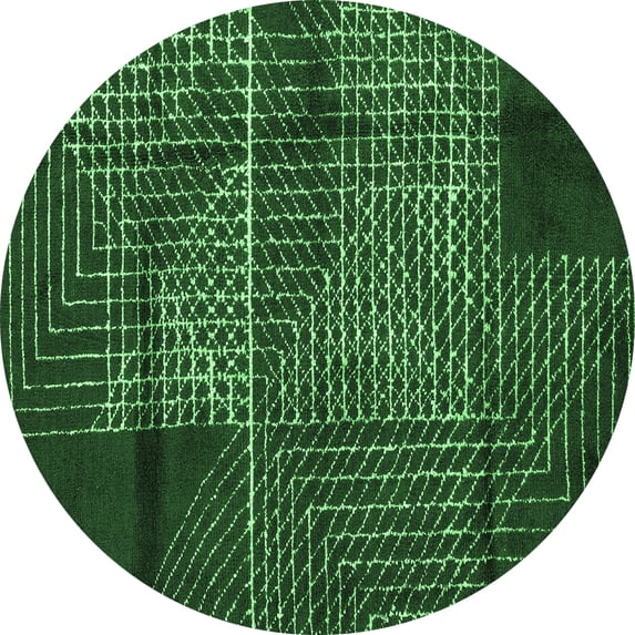 Ahgly Company Indoor Round Abstract Emerald Green Modern Area Rugs, 5' Round