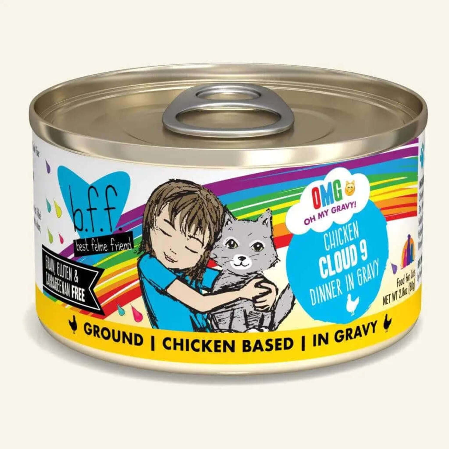 B.F.F. OMG Cloud 9 Chicken Dinner in Gravy Wet Cat Food 2.8 oz. Case of 12
