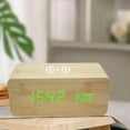 thumbnail image 2 of Digital Wooden Alarm Clock With Wireless Charging Function, 3 Alarm LED Displays, Dual Functions Of Snooze, Sound Control And Snooze, Brightness Adjustable, Multifunctional Digital Alarm Clock, 2 of 2