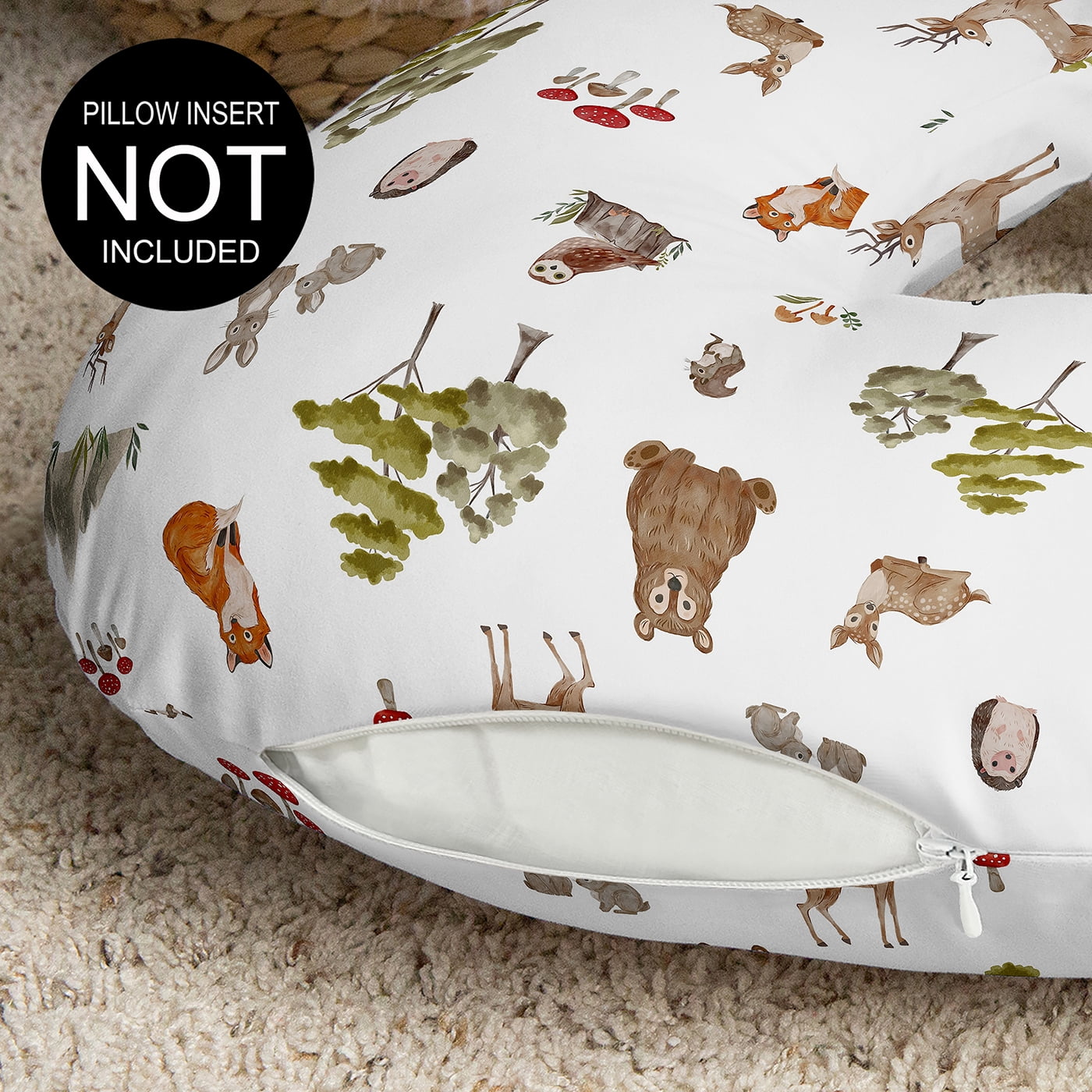 Sweet Jojo Designs Watercolor Woodland Forest Animals Boy, Girl, Unisex/Gender Neutral Nursing Pillow Cover Case (Pillow Not Included)